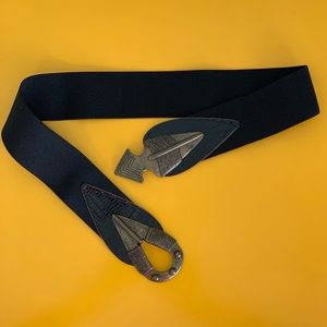 VINTAGE VTG 1980’s Black Elastic Belt w/ Buckle